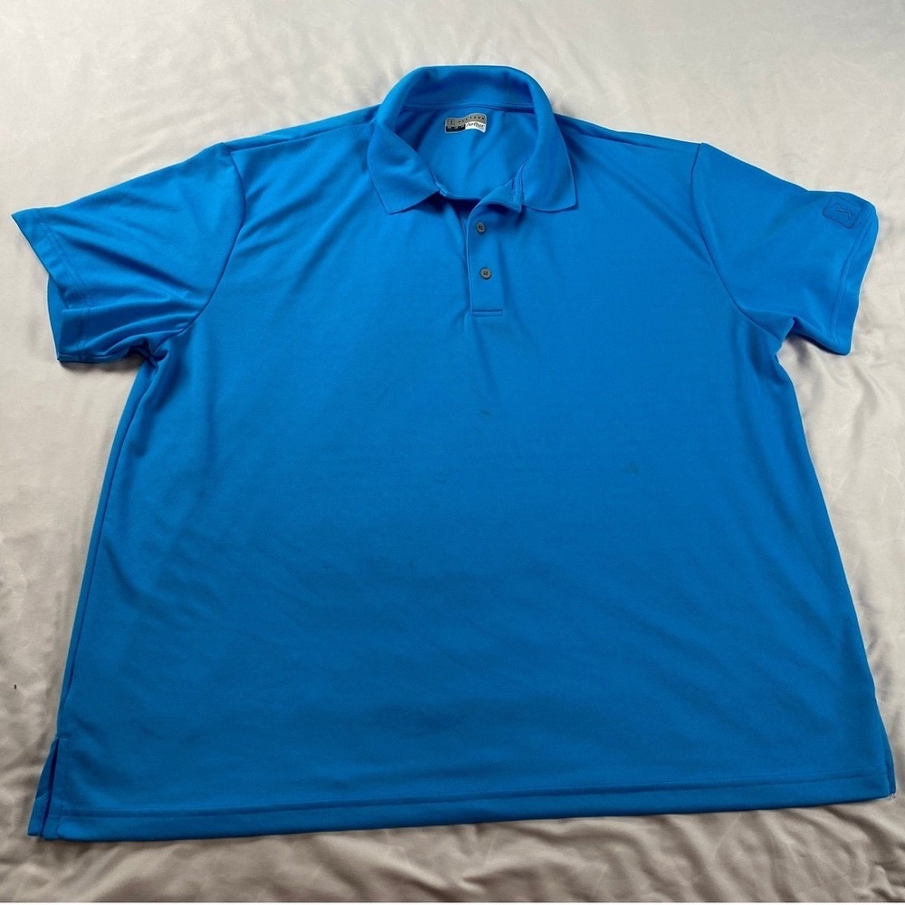 PGA Tour Airflux Polo Shirt Mens 2X Blue Good Breathable‎ Mesh Short Sleeve